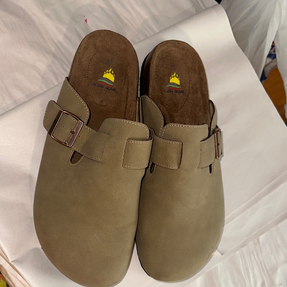 Aloha Island Olive Green Mules